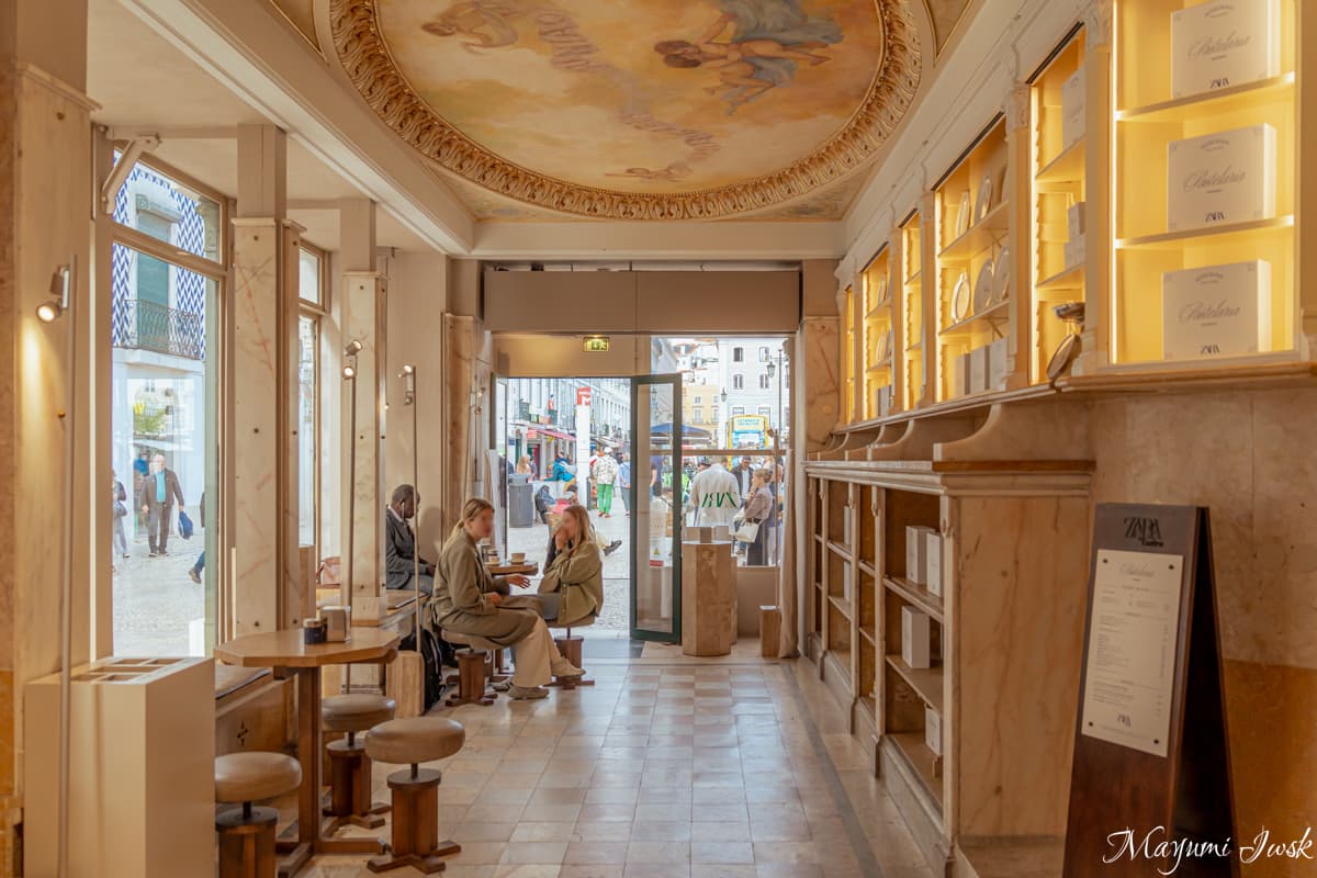 リスボン・ロシオ広場のZARAのカフェが穴場｜買い物途中にパステル・デ・ナタ